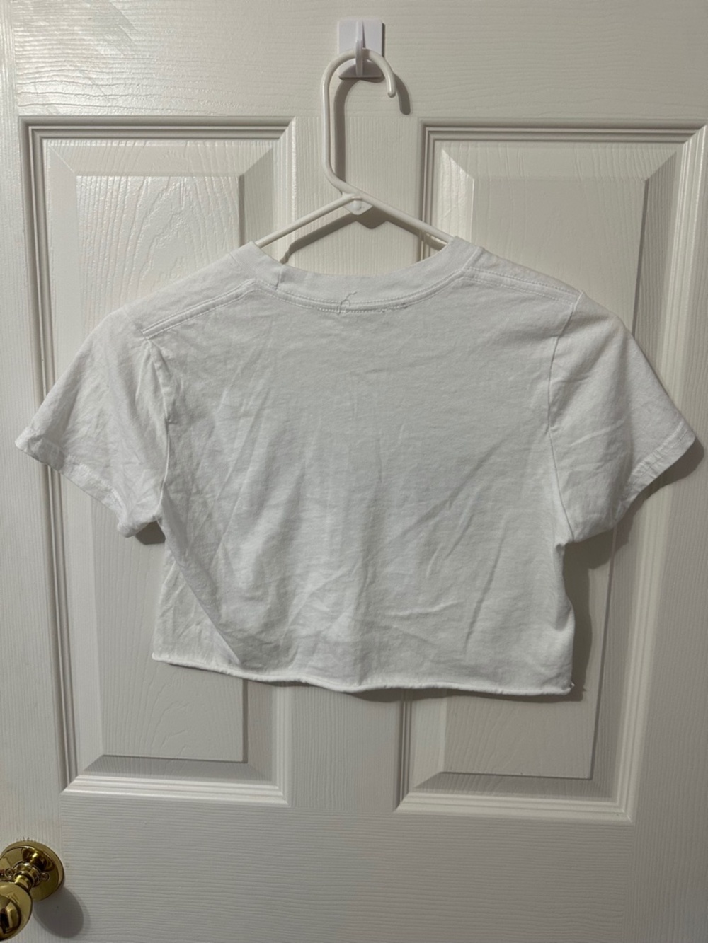White 100% Cotton Crop Top That Spells Meow (Size Small) - Picture 4 of 5